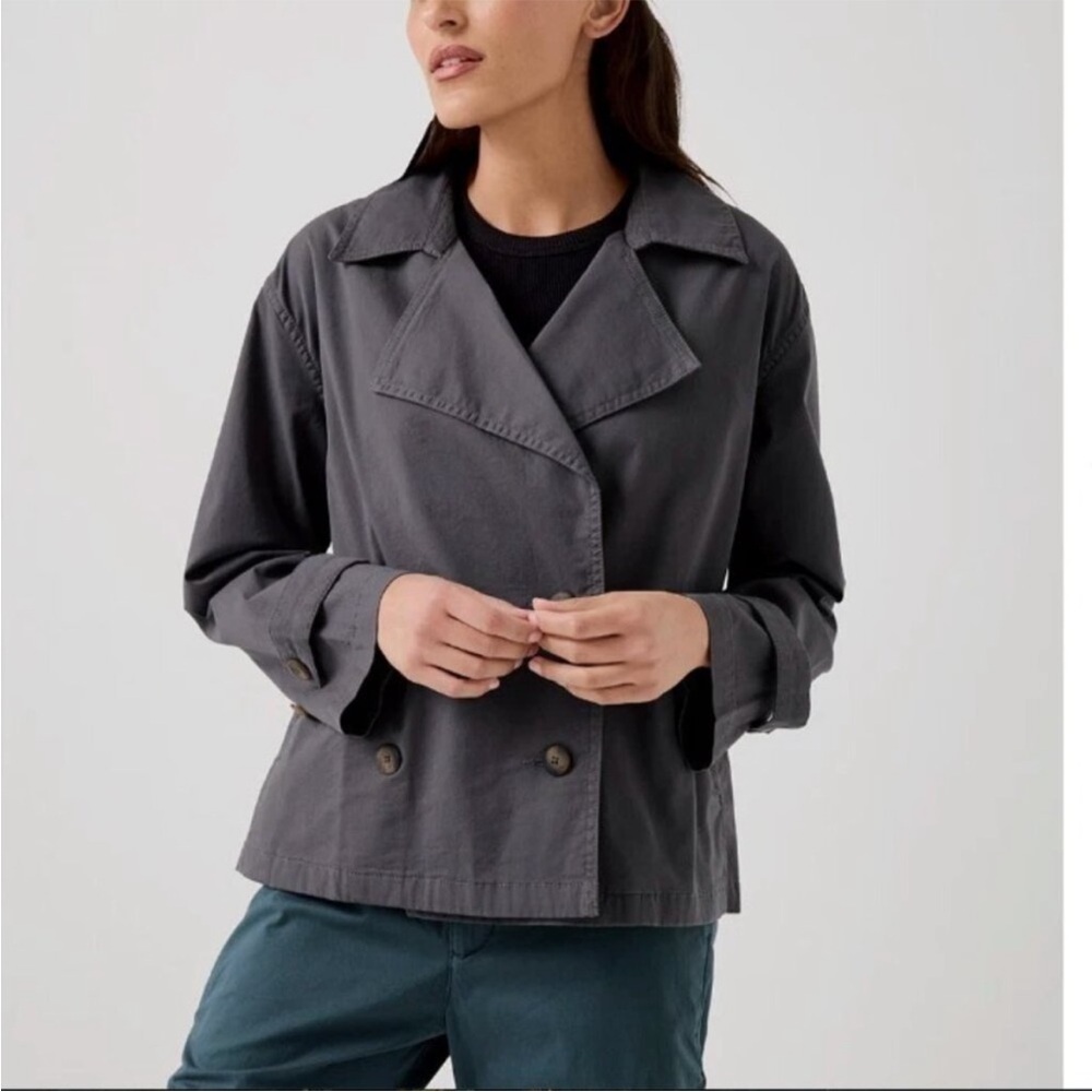 NWT Pact Women's Boulevard Brush Twill Double Breasted Pea Coat